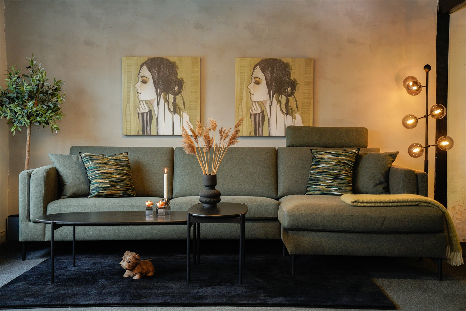 Nordic Design Birgitte sofa - Grøn modul sofa m. chaiselong | Møbelsalg.dk