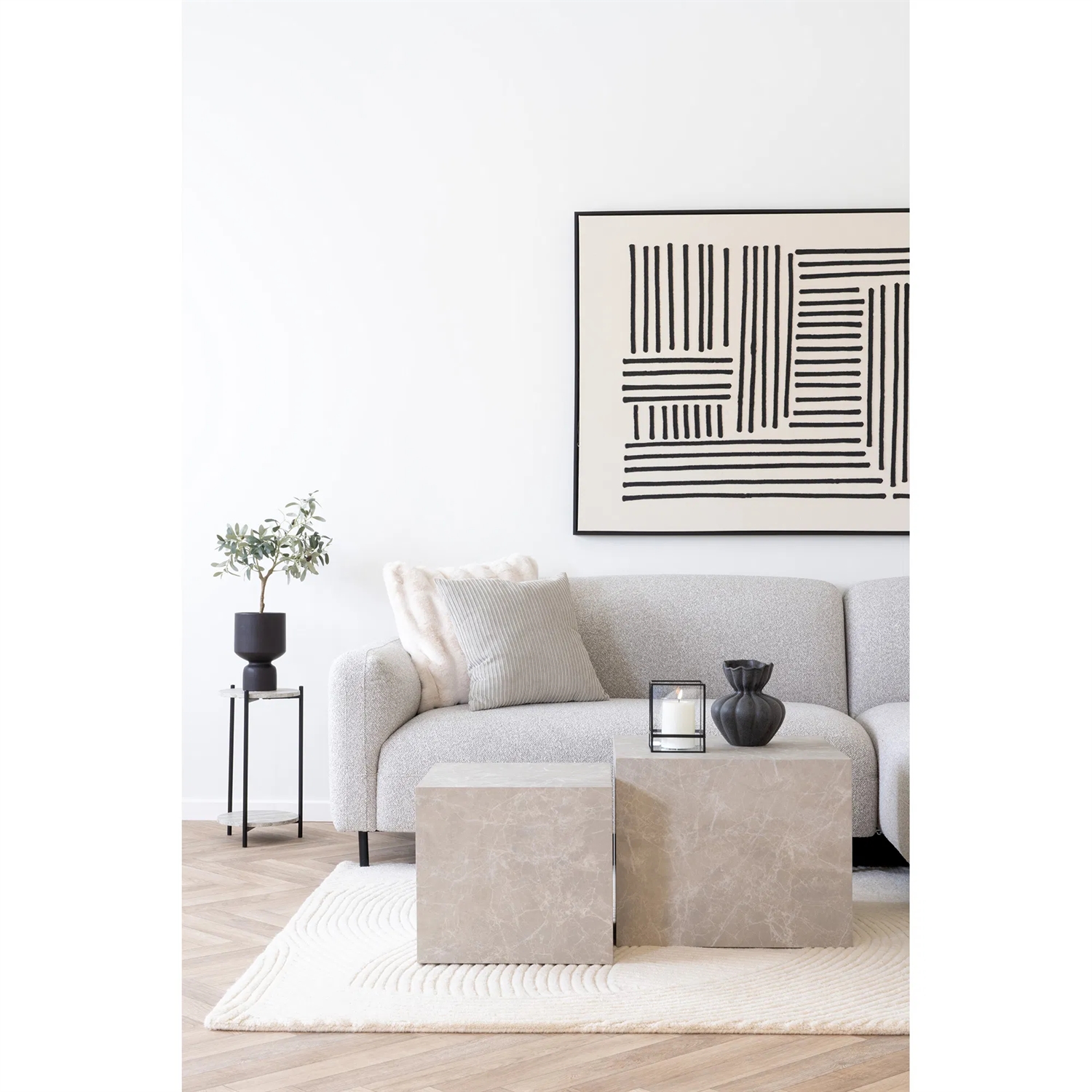 Scandinavian Living Rostock sofabord - Marmor look 40 cm x 36 cm x 40 cm | Møbelsalg.dk