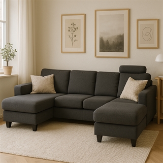 Aalborg U-sofa mørkegrå | Venstrevendt