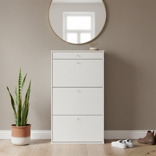 Mistral Skoskab – Hvid med Tre Store Skuffer