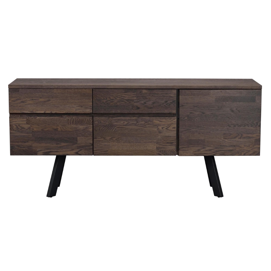 Rowico Home Fred Skænk m. Sort Ben Mørkebrun Egetræ 170 cm x 79 cm x 42 cm | Møbelsalg.dk