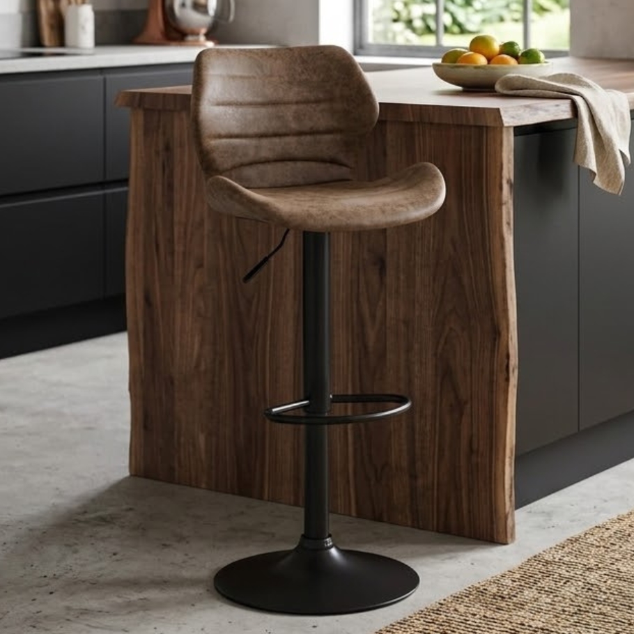 Scandinavian Home Alba barstol - Brun m. justerbar højde | Møbelsalg.dk