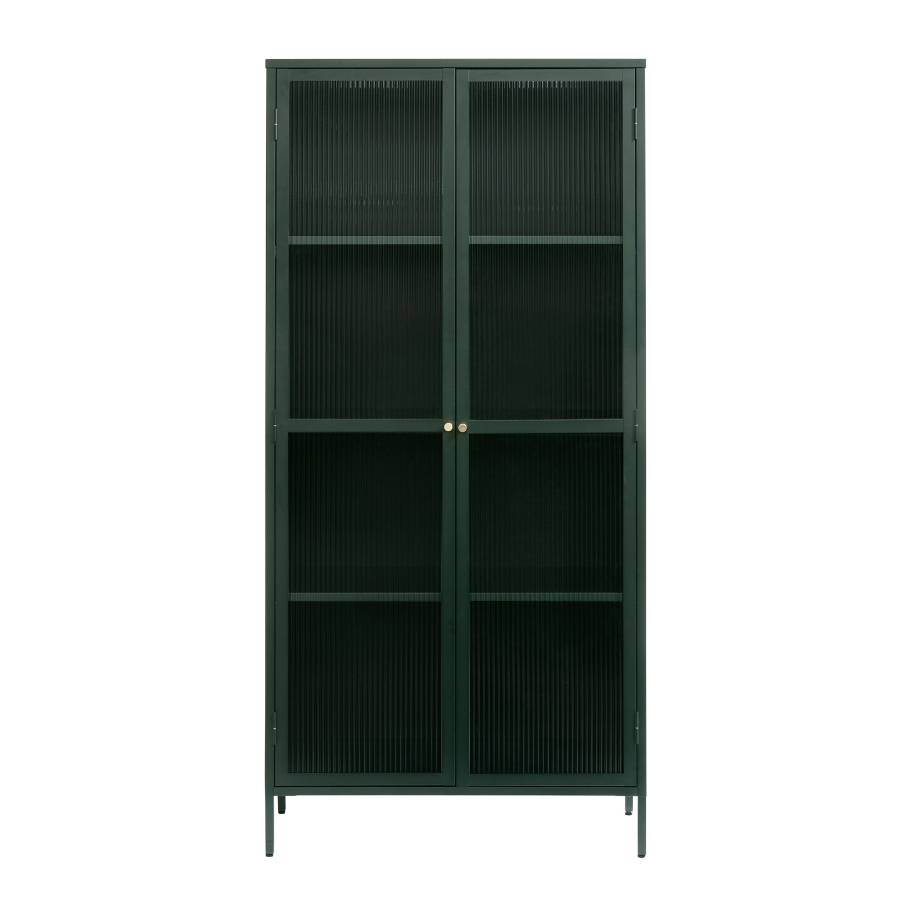 Scandinavian Living Bronco vitrineskab m. glaslåger - Grøn metal 90 cm x 190 cm x 40 cm | Møbelsalg.dk