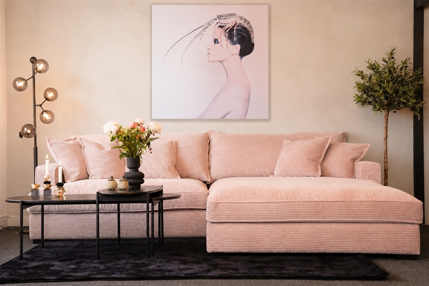 Chelsey flamingo fløjl flydersofa | 3 personers sofa | Small