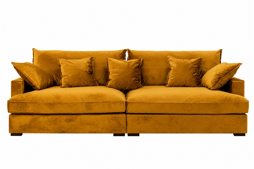 Chelsey flydersofa | 3 personers sofa gul velour
