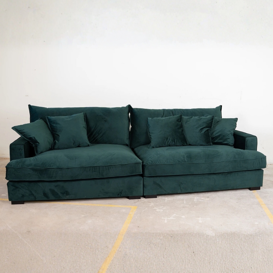 Chelsey Flydersofa - 3-personers sofa - Grøn velour Scandinavian Living | Møbelsalg.dk