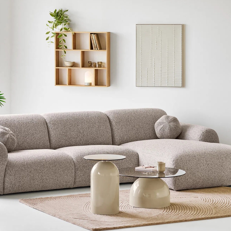 Nordic Design Skagen højrevendt loungesofa - Grå m. 2 puder 109 cm x 75 cm x 300 cm | Møbelsalg.dk