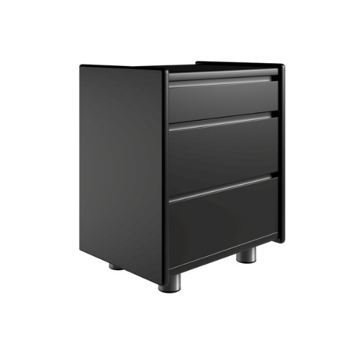 Kaagaard - Sengebord med 3 skuffer - Sort med metalben 50 cm x 57 cm x 37 cm | Møbelsalg.dk