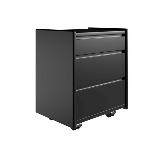 Kaagaard - Sengebord med 3 skuffer - Sort med hjul 50 cm x 57 cm x 37 cm | Møbelsalg.dk