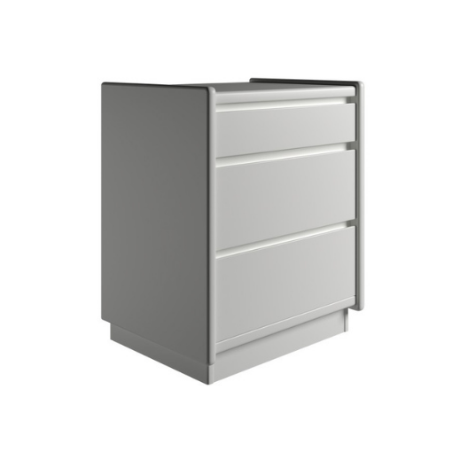Kaagaard - Sengebord med 3 skuffer - Hvid med sokkel 50 cm x 57 cm x 37 cm | Møbelsalg.dk