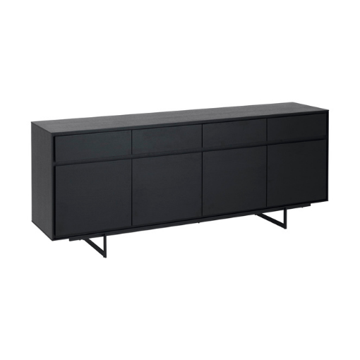 Scandinavian Living Tokyo skænk - Sort malet eg 205 cm x 82 cm x 45 cm | Møbelsalg.dk