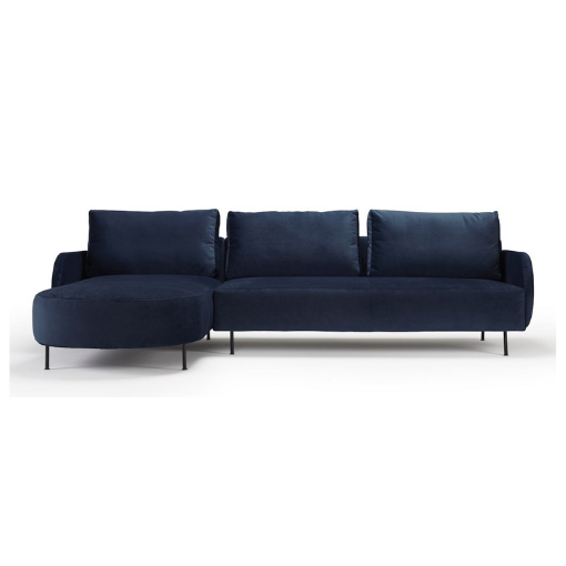 Nordly Vinterhavn sofa - 3. pers sofa blå velour 187 cm x 82 cm x 281 cm | Møbelsalg.dk