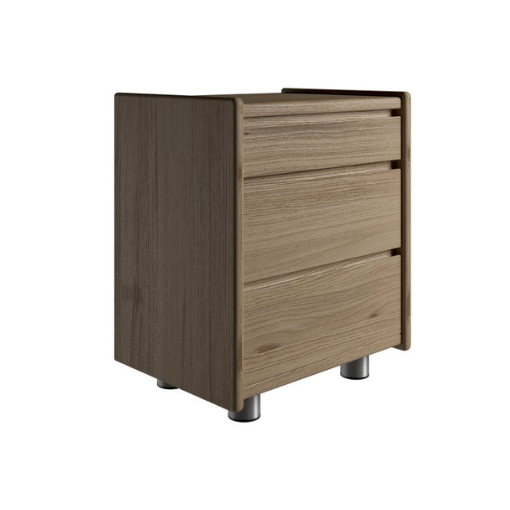 Kaagaard - Sengebord med 3 skuffer - Eg med metal 50 cm x 57 cm x 37 cm | Møbelsalg.dk