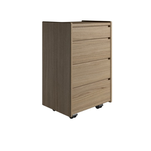 Kaagaard - Sengebord med 4 skuffer - Eg med hjul 50 cm x 74 cm x 37 cm | Møbelsalg.dk