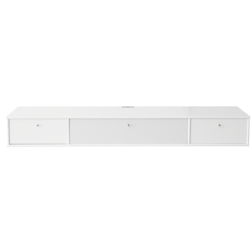 Mistral TV bord - AV modul m. stofklap samt skuffe - Hvid 177 cm x 23 cm x 32.5 cm | Møbelsalg.dk