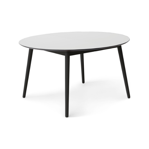 Meza by Hammel Round spisebord - Hvid laminat m. sortbejdset ben 135 cm x 74 cm x 135 cm | Møbelsalg.dk