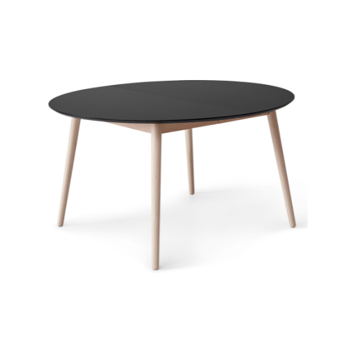 Meza by Hammel Round spisebord - Sort Fenix/ nanolaminat m. træben i eg 135 cm x 74 cm x 135 cm | Møbelsalg.dk