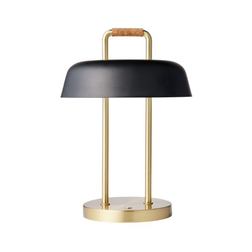 Light by Hammel - Heim opladelig lampe - Base i messing m. sort lampeskærm | Møbelsalg.dk