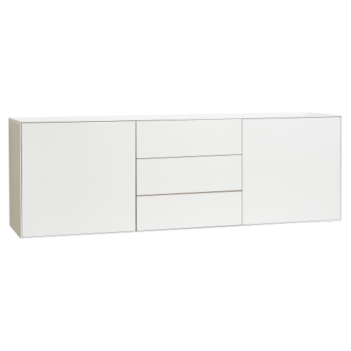 Edge by Hammel - Hvid væghængt skænk med 2 låger og 3 skuffer 179.9 cm x 59 cm x 42 cm | Møbelsalg.dk