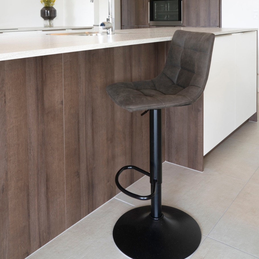 Scandinavian Living Elevate barstol - Mørke grå/brun m. højdejustering | Møbelsalg.dk