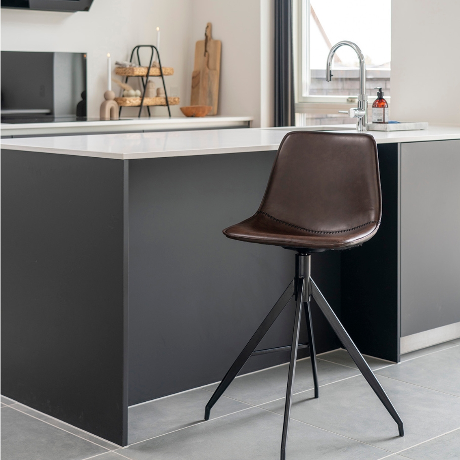 Scandinavian Living Side barstol - Brun kunstlæder | Møbelsalg.dk