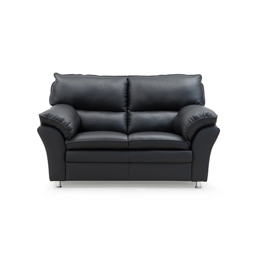 Hjort Knudsen Palma 2.personers sofa - Sort semi/spalt læder m. sort malet egetræ 160 cm x 97 cm | Møbelsalg.dk