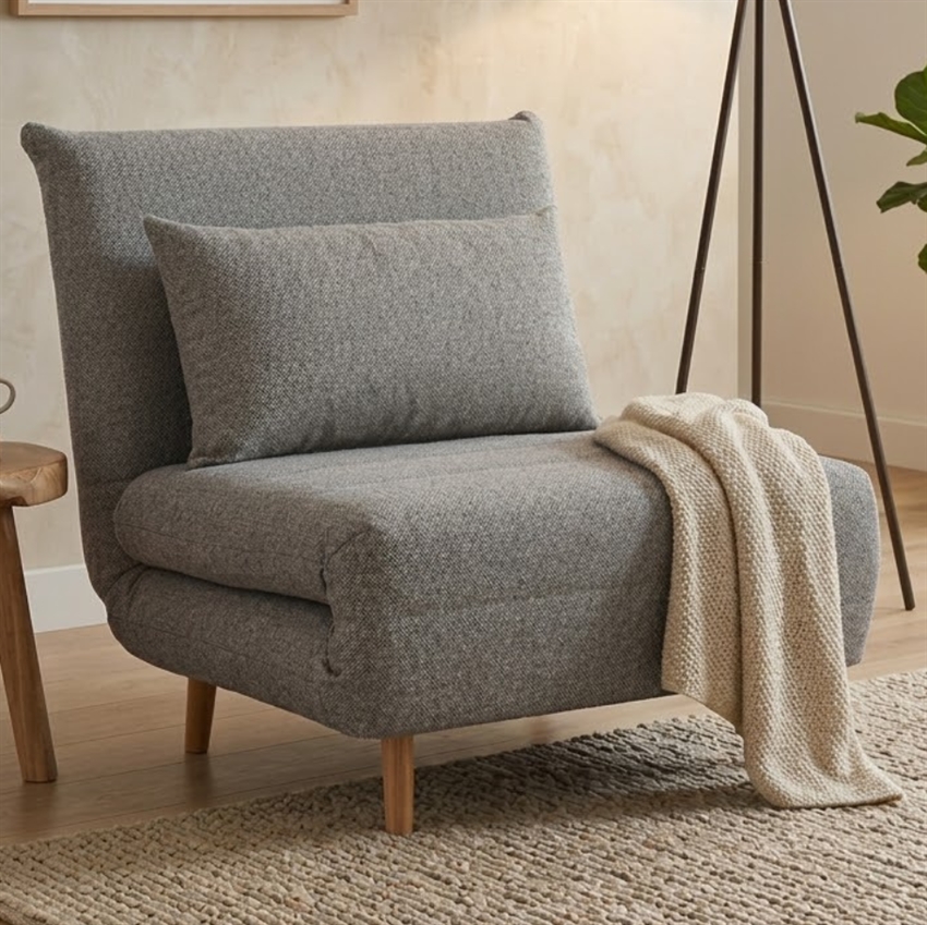 IOWA sovestol - Grå stof m. ben i natur | Møbelsalg.dk