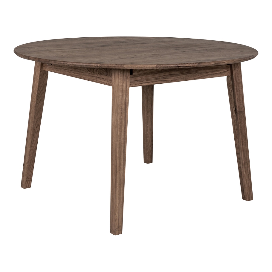 Wood by Nordic Luna rundt spisebord - Røget olieret egetræ - Ø118 med udtræk 118 cm x 75.5 cm x 118 cm | Møbelsalg.dk