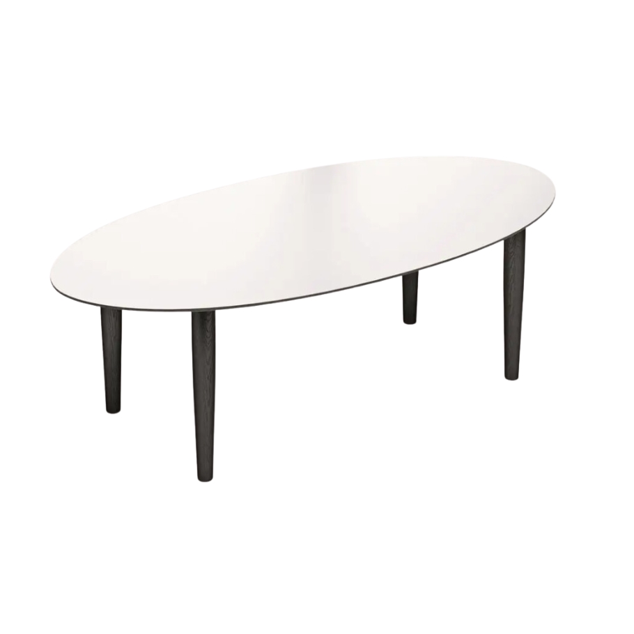 Thomsen Furniture - Katrine Elipse sofabord - Hvid laminat 128 cm x 50 cm x 90 cm | Møbelsalg.dk