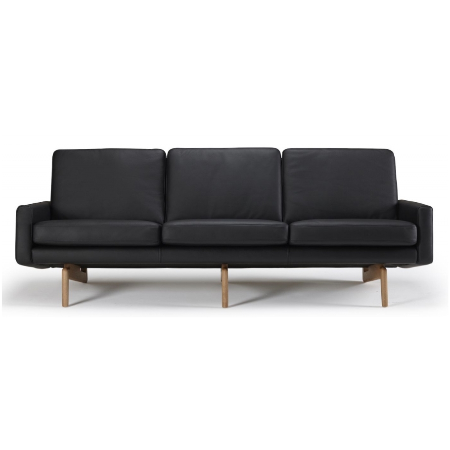 Nordly Springfield 3. personers sofa - Sort læder 216 cm x 76 cm x 52 cm | Møbelsalg.dk