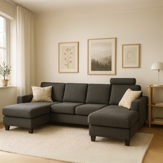 Aalborg U-sofa mørkegrå |  277 Cm