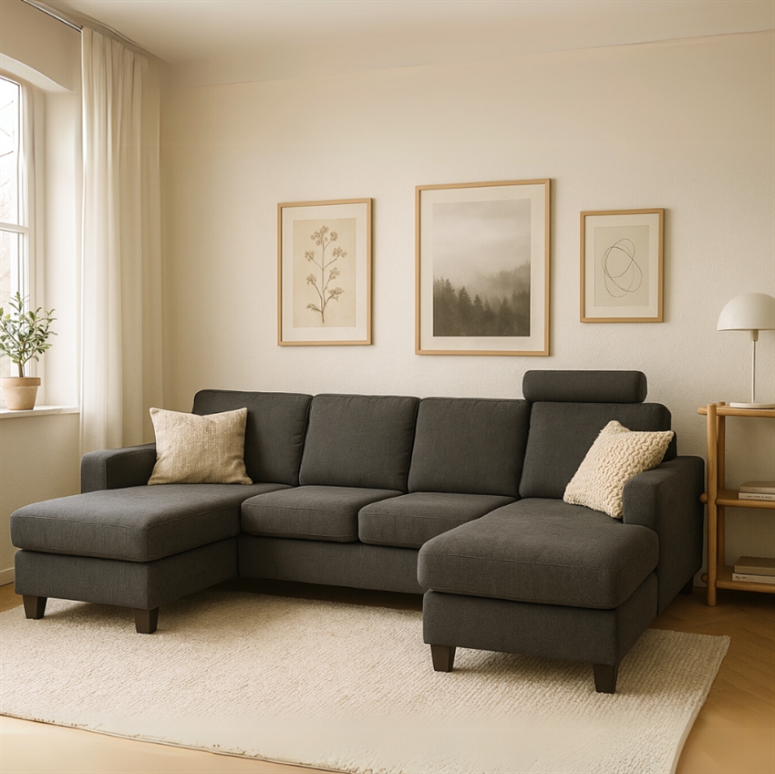 Aalborg U-sofa mørkegrå |  277 Cm