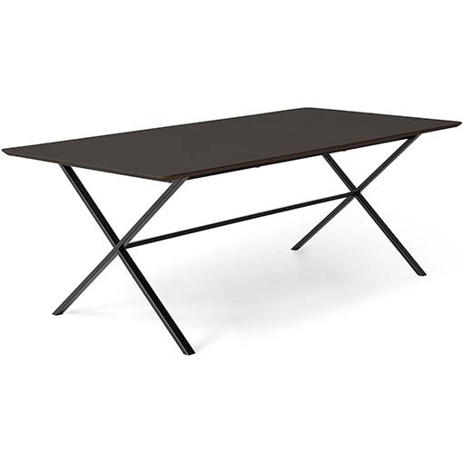 Meza by Hammel - Rounded spisebord 210 x 100 cm - Sort laminat m. sort krydsstel | Møbelsalg.dk