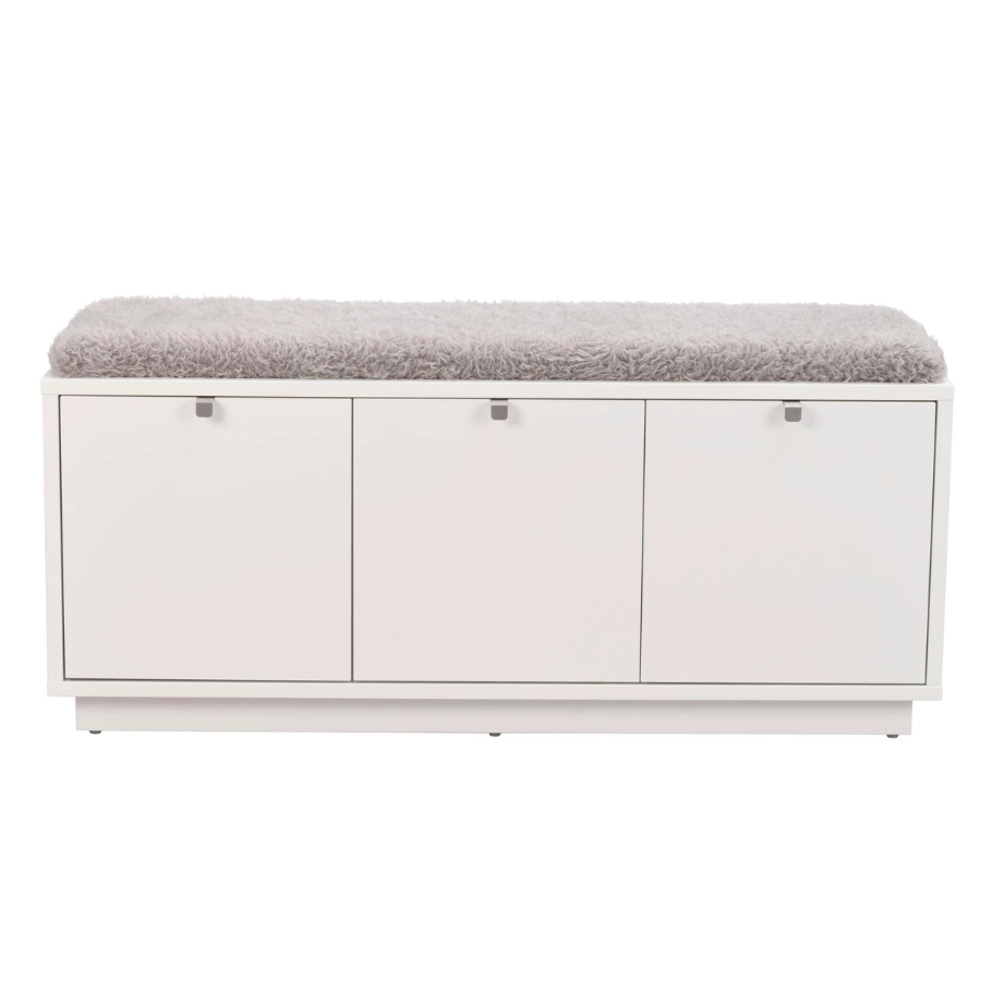 Rowico Home Confetti Hvid Bænk m. 3 Skuffer m. Gråt Sæde 106 cm x 45 cm x 35 cm | Møbelsalg.dk