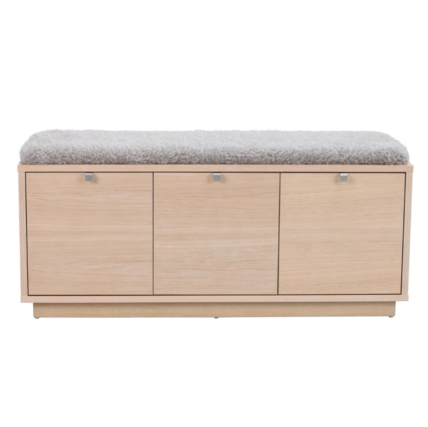 Confetti Hvidpigmenteret bænk m. 3 skuffer m. gråt sæde