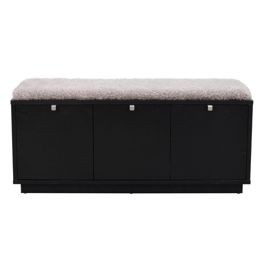 Rowico Home Confetti Sort Bænk m. 3 Skuffer m. Gråt Sæde 106 cm x 45 cm x 35 cm | Møbelsalg.dk