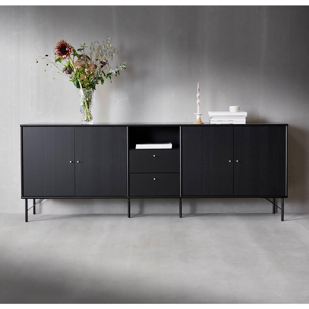 Mistral Skænk i sort bejdset - Eg 220 cm x 61 cm x 42 cm | Møbelsalg.dk