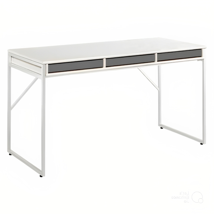 Mistral skrivebord m. tre skuffer - Hvid m. antracit skuffer 137.4 cm x 74 cm x 60 cm | Møbelsalg.dk