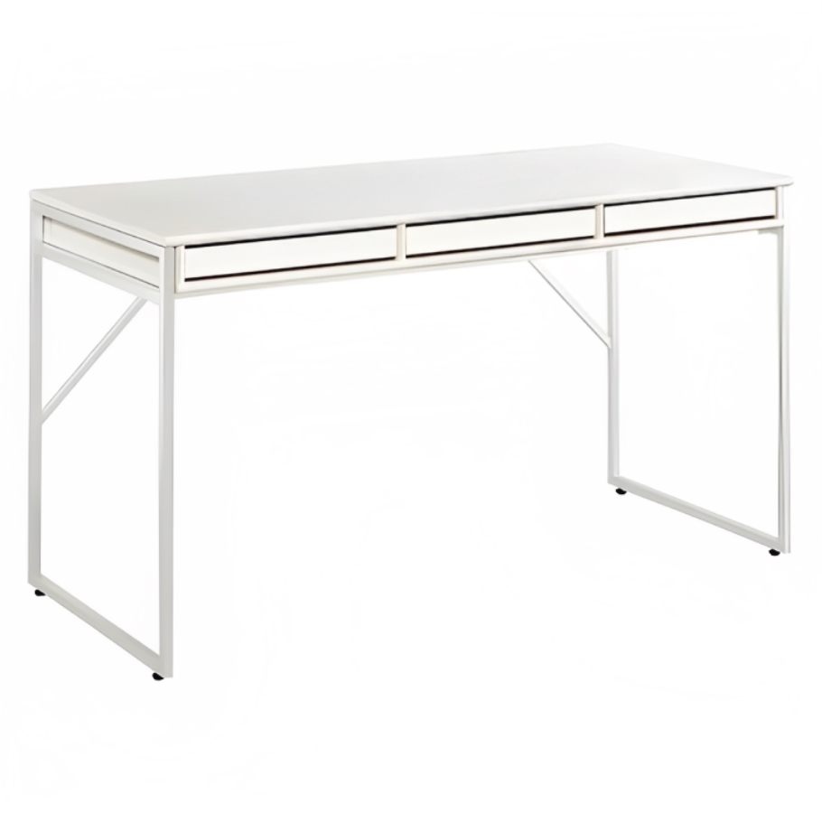 Mistral skrivebord m. tre skuffer - Hvid m. hvide skuffer 137.4 cm x 74 cm x 60 cm | Møbelsalg.dk