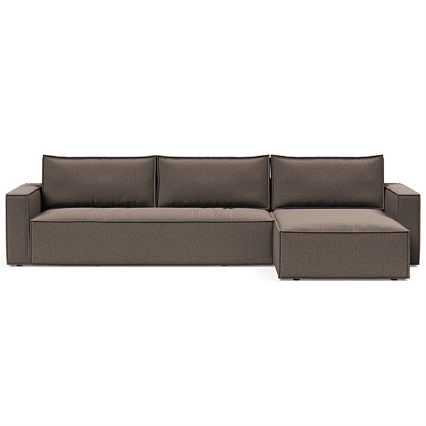 Newilla Bouclé Taupe Sovesofa inkl. lounger - Oplev nu!