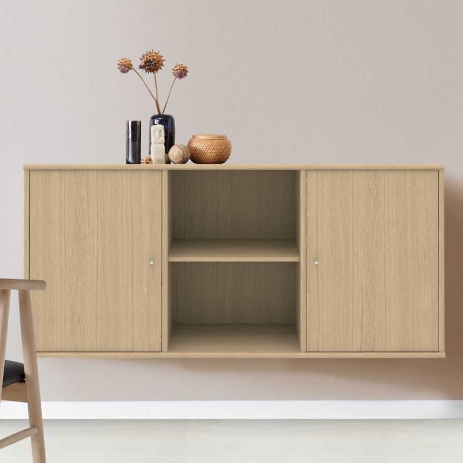 Mistral - 112 skænk inkl. døre 133x61x43 cm - Eg hvidpigmenteret | Møbelsalg.dk