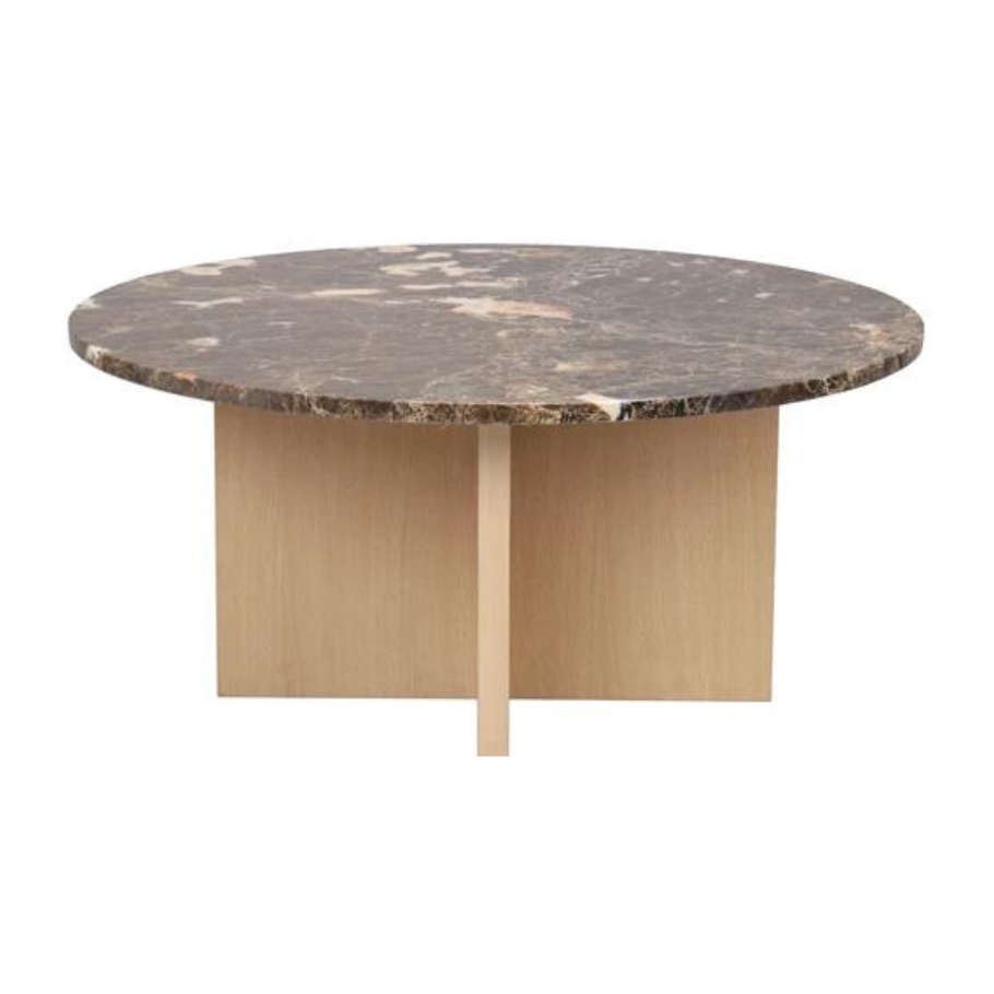 Rowico Home Brooksville Rundt Sofabord Brun m. Hvidpigmenteret Eg 90 cm x 42 cm x 90 cm | Møbelsalg.dk