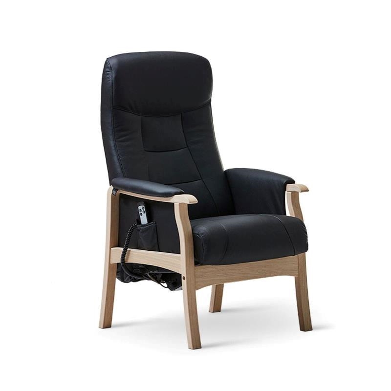Comfort Living Sanne lænestol med sædeløft - Læder inkl skammel - Medium | Møbelsalg.dk