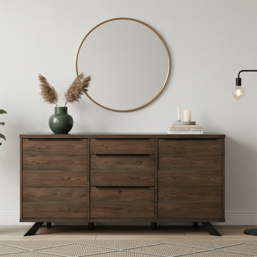 Elegance skænk m. tre sektioner | Røget finish