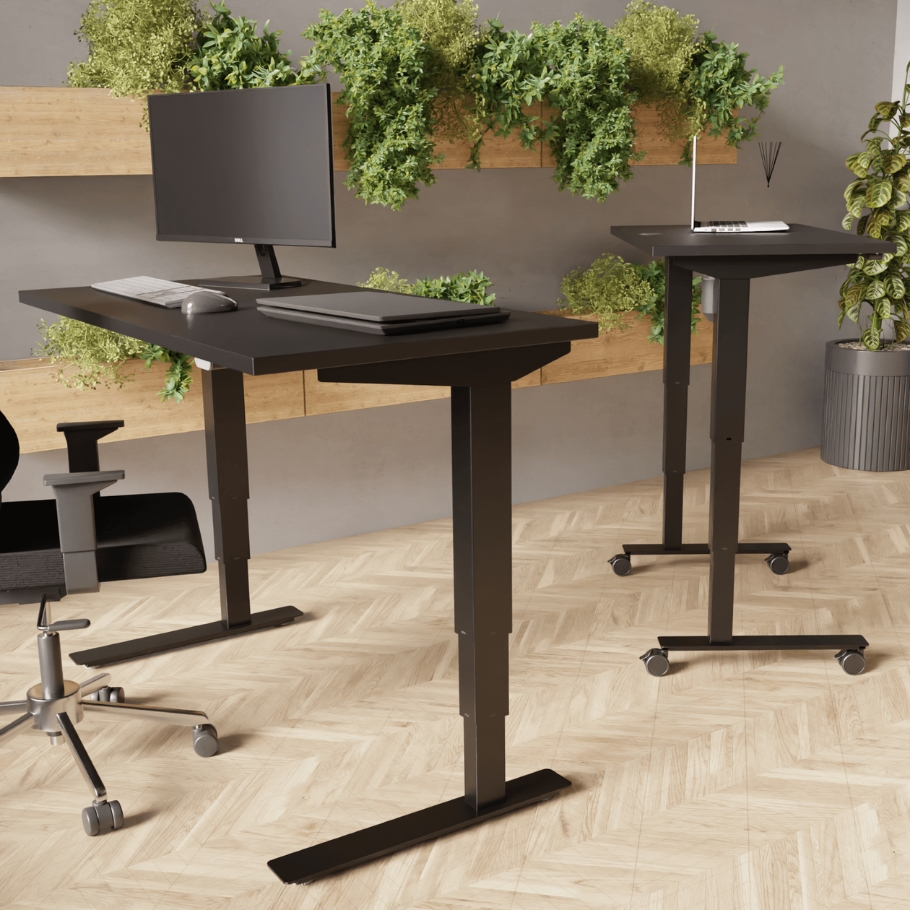 Norddesk FlexLift Hæve-/Sænkebord 80x60 Sort / Sort Stel 80 cm x 60 cm | Møbelsalg.dk