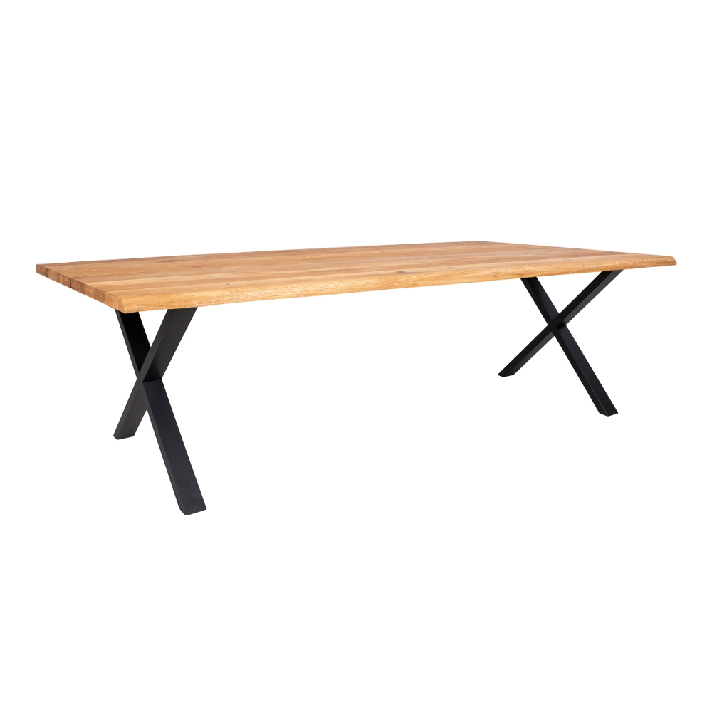 Wood by Nordic Light plankebord - Olieret eg m. sort krydsstel 300 cm x 75 cm x 100 cm | Møbelsalg.dk