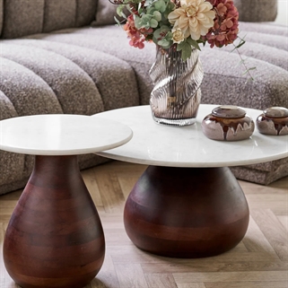 Verona hjørnebord Ø40 | Mango m. marmor