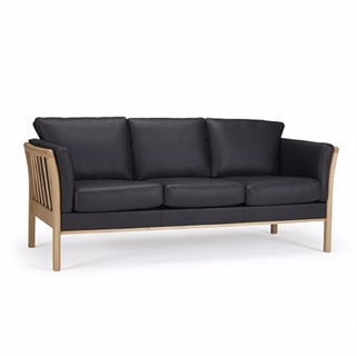 Fredericia tremmesofa | 3.personers sofa | Sort læder