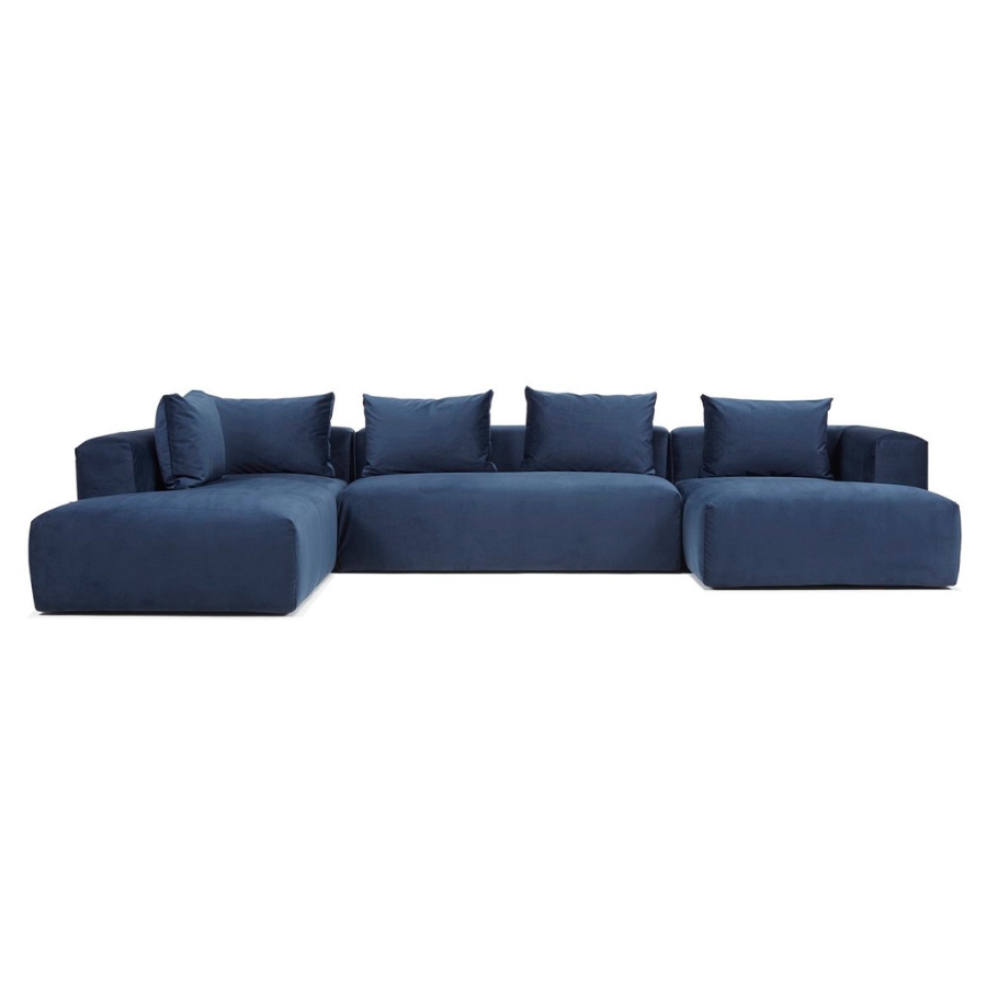 Nordly Cozy u-sofa - Blå u-sofa m. chaiselong 365 cm x 64 cm x 233 cm | Møbelsalg.dk
