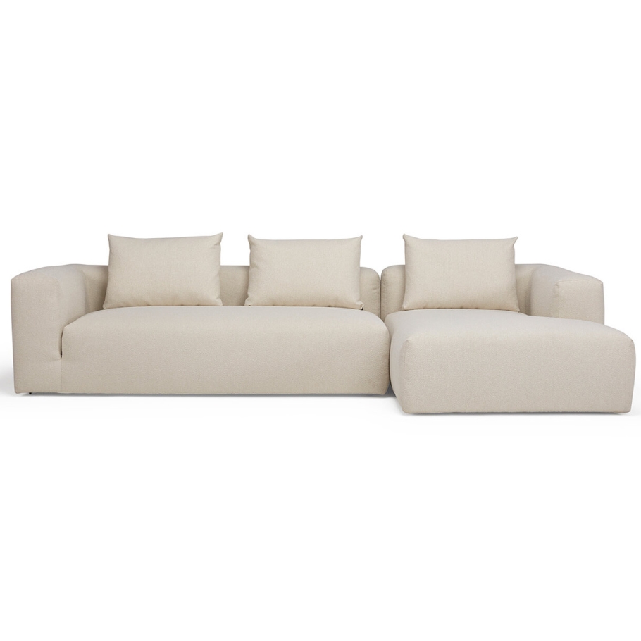 Nordly Cozy 3 personers sofa- Højrevendt m. natur stof 303 cm x 64 cm x 157 cm | Møbelsalg.dk
